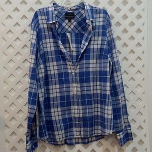 J. Crew Twill Plaid Shirt Blue Size 12
